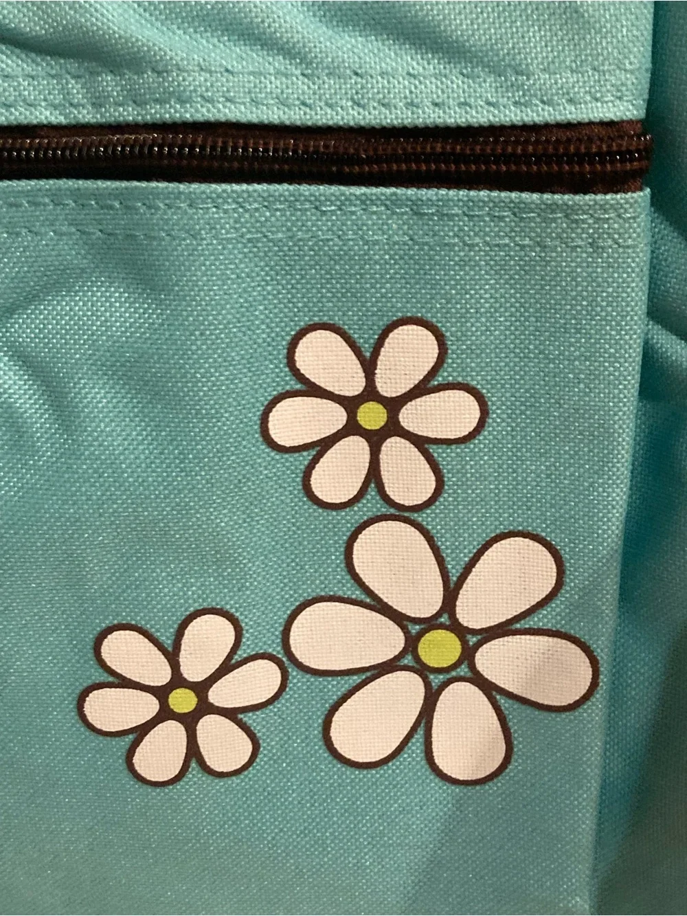 American Princess Turquoise Kids Backpack with White Daisy Accents